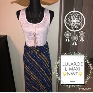 ☀️🆕#Blue #Yellow #Striped #LuLaRoe #Maxi L NWT☀️